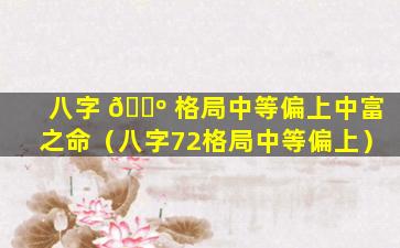 八字 🐺 格局中等偏上中富之命（八字72格局中等偏上）